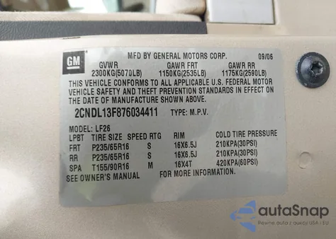 2007 Chevrolet Equinox Ls from USA, damaged, VIN 2CNDL13F876034411